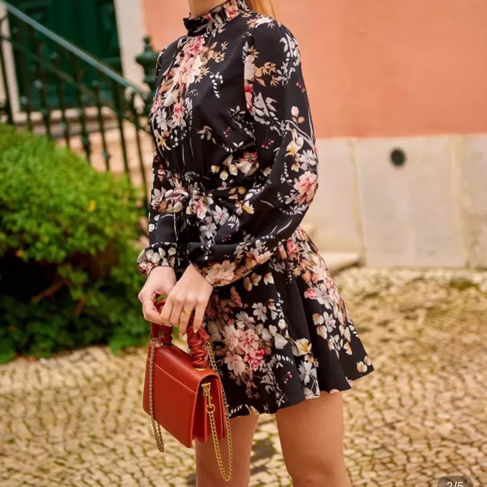 Floral Black Dress